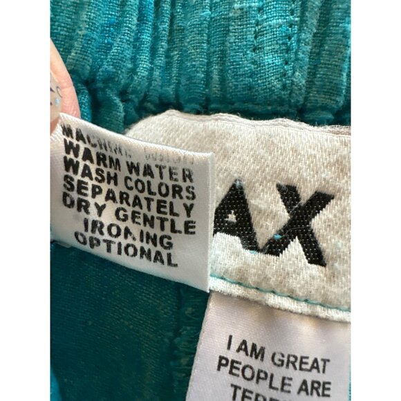 Flax Heathered Turquoise Linen Wide Leg Cropped Pants Size M - Picture 4 of 7